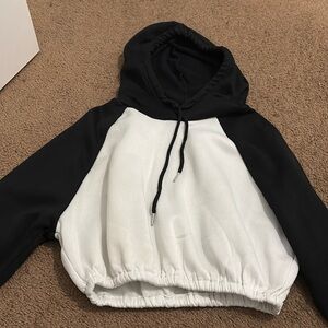 Black and white crop top hoodie